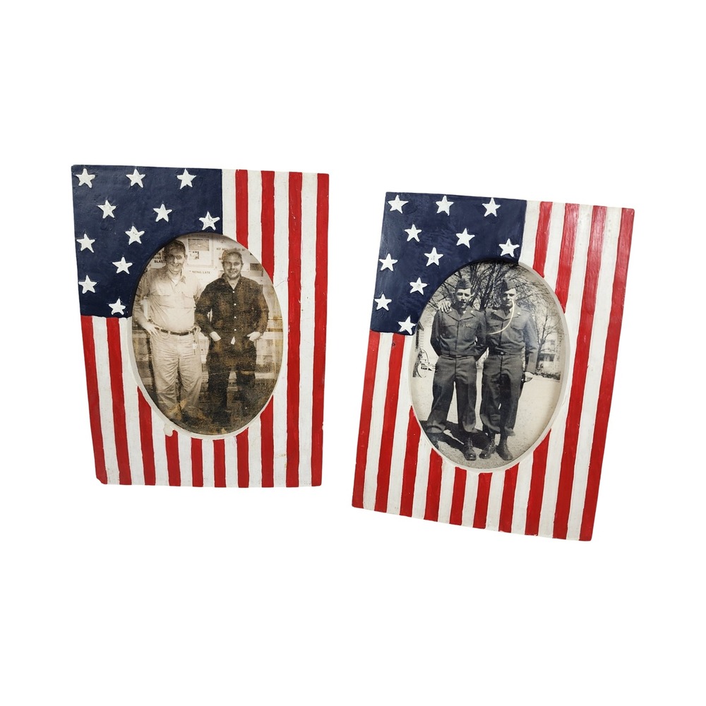 SITCO American Flag Picture Frames Set of 2‎ Military Patriotic Decor 4x6